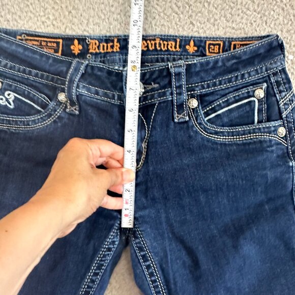 Y2K Rock Revival Easy Straight Jeans Heather Bling Embellished Flap Pocket - Picture 10 of 16